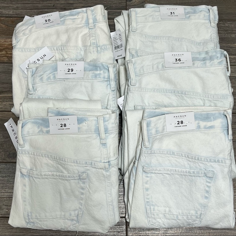 NWT $59.95 Pacsun Vintage Loose Jeans Bleach 28 30 31 36 Men's Ripped - Picture 3 of 14